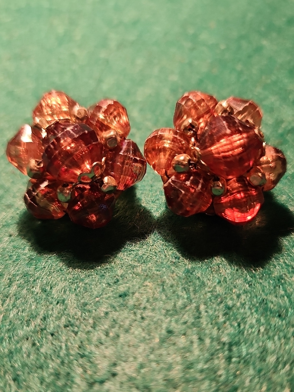 Vintage Crystal Cluster Stud Earrings - Light Blue